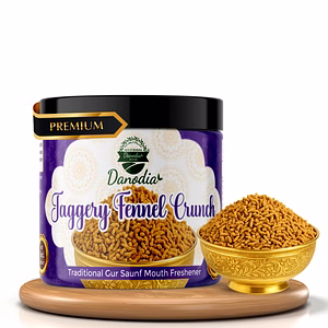 Danodia Foods Jaggery Fennel Crunch 100g (3.53oz) | Traditional Gur Saunf Indian Mouth Freshener (Mukhwas) | Jaggery & Fennel Seeds | Resealable Pouch | FDA Registered