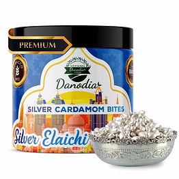 danodia foods silver sweet elaichi 100 g (3.53 oz) — authentic indian mouth freshener (mukhwas), aromatic cardamom • silver‑coated seeds, non tobacco, alcohol free | authentic natural mouth freshner | fda registered