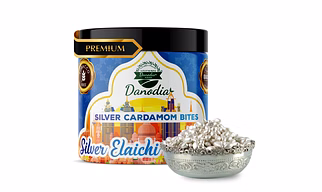 Danodia Foods Silver Sweet Elaichi 100 g (3.53 oz) — Authentic Indian Mouth Freshener (Mukhwas), Aromatic Cardamom • Silver‑Coated Seeds, Non Tobacco, Alcohol Free | Authentic Natural Mouth Freshner | FDA Registered