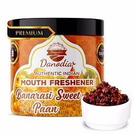 danodia foods banarasi meetha paan 100 g (3.53 oz) — authentic indian mouth freshener (mukhwas), fennel • dry dates • rose, non tobacco, alcohol free | natural after party snack | fda registered