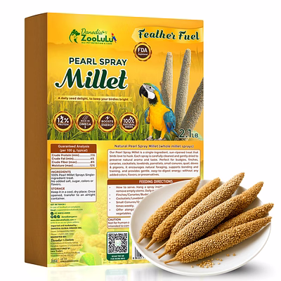 danodia's zoolulu pearl spray millet for birds, 600 g (1.32 lbs) | all-natural, sun-dried non-gmo treats | hand-selected for parakeets/budgies, finches, canaries, cockatiels & lovebirds | fda registered