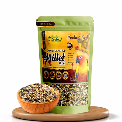 danodia's zoolulu premium conure energy millet mix (950g/2 lbs) | premium bird food blend for conures, quakers, cockatiels & lovebirds | daily feeding blend | fda registered