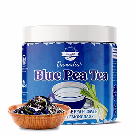 danodia foods blue pea tea with lemongrass (2.5oz/70g)| naturally caffeine-free herbal tea | butterfly pea flower herbal tea | caffeine-free, antioxidant-rich, vibrant blue color-changing tea | iced or hot | fda registered