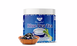 Danodia Foods Blue Pea Tea with Lemongrass (2.5oz/70g)| Naturally Caffeine-Free Herbal Tea | Butterfly Pea Flower Herbal Tea | Caffeine-Free, Antioxidant-Rich, Vibrant Blue Color-Changing Tea | Iced or Hot | FDA Registered