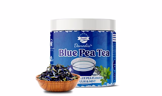 Danodia Foods Blue Pea Tea with Tulsi & Mint, 50g (1.8 oz) | Caffeine-Free Herbal Tea | Butterfly Pea Flower, Holy Basil & Mint Blend | Refreshing Floral Infusion for Hot & Iced Tea | No Additives | FDA Registered