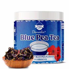 danodia foods blue pea tea with wild hibiscus (50g/1.76oz) | herbal tea blend | plant-based | caffeine-free, floral infusion | no sugar | vegan | natural color & aroma | loose leaf herbal tea