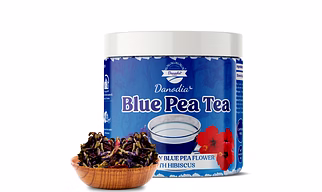 Danodia Foods Blue Pea Tea with Wild Hibiscus (50g/1.76oz) | Herbal Tea Blend | Plant-Based | Caffeine-Free, Floral Infusion | No Sugar | Vegan | Natural Color & Aroma | Loose Leaf Herbal Tea