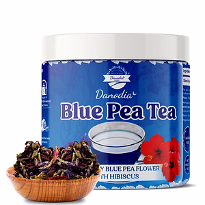 Danodia Foods Blue Pea Tea with Wild Hibiscus (50g/1.76oz) | Herbal Tea Blend | Plant-Based | Caffeine-Free, Floral Infusion | No Sugar | Vegan | Natural Color & Aroma | Loose Leaf Herbal Tea