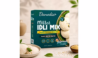 Danodia Foods Millet Idli Mix, Instant South Indian Breakfast Mix (250g / 8.82 oz Each) | Makes Soft & Fluffy Steamed Idli Cakes in Minutes | Just Add Water | Pack of 2