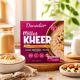 danodia foods millet kheer mix, instant indian dessert mix (250g / 8.82 oz each) | ready to cook sweet millet pudding | just add water or milk | pack of 2