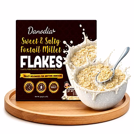 danodia foods sweet & salty foxtail millet flakes (350g/12.35 oz) | ready to eat breakfast cereal & crunchy snack | light crispy millet flakes