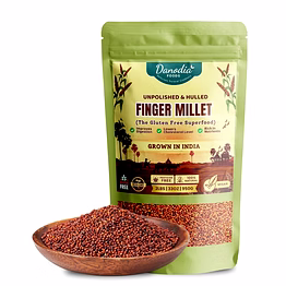 danodia organic indian finger millet/ragi (2 lb) | gluten-free unpolished red millet, hulled, whole grain superfood - 950g