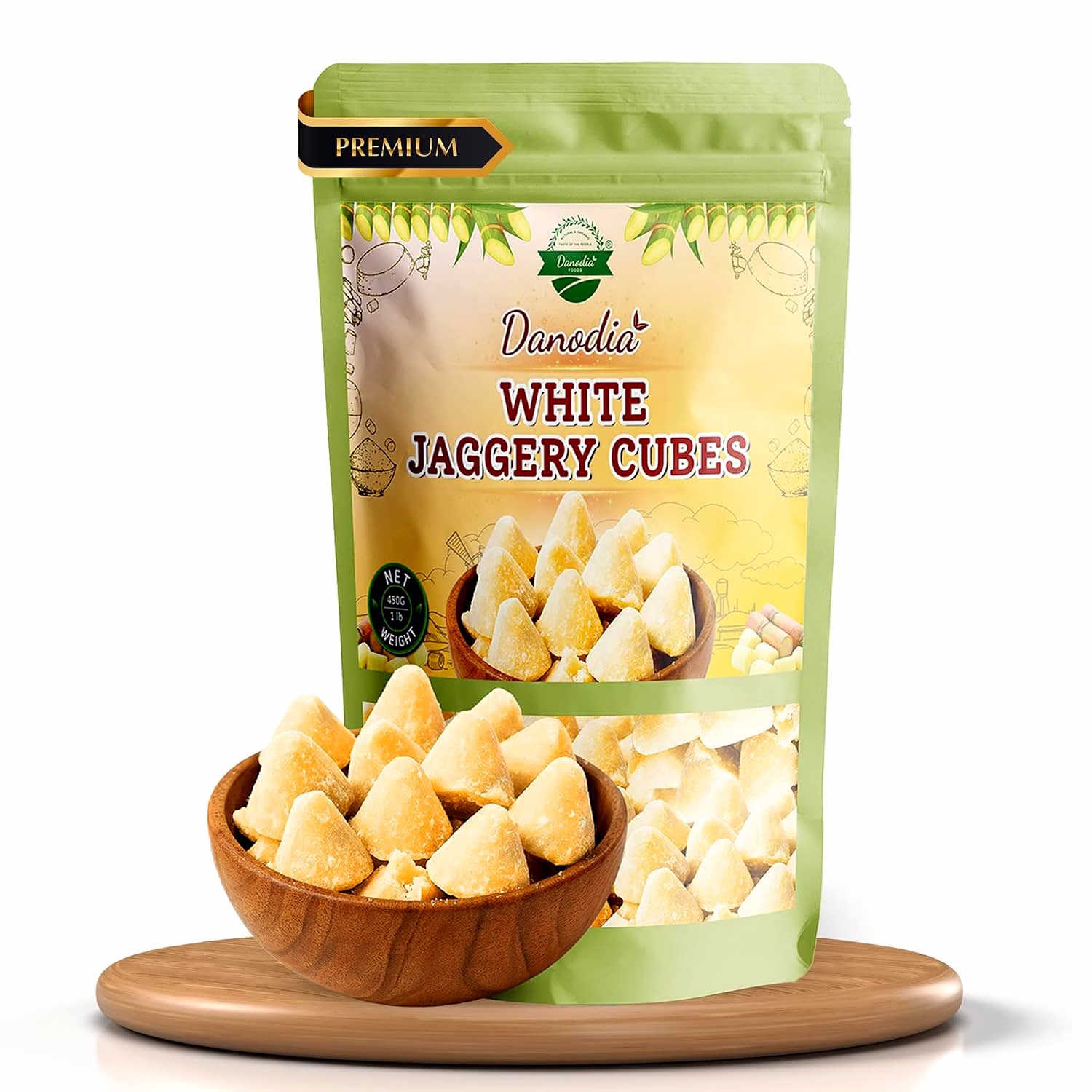 Danodia Foods White Jaggery Cubes/Blocks (450g/1lbs) | Natural Sugarcane Sweetener, Ideal For Tea, Milk, Pudding image 5