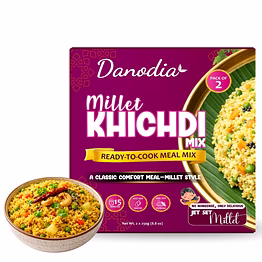 danodia foods millet khichdi mix, instant comfort meal (250g / 8.82 oz each) | ready to cook savory millet & lentil bowl | just add water | pack of 2