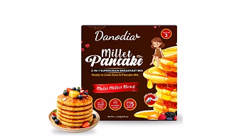 Danodia Foods Millet Pancake (250g / 8.82 oz Each) | Lightly Savory, Mild Grain Taste | Easy Breakfast & Snack Mix | Pack of 2