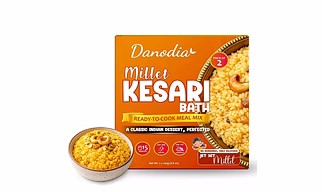 Danodia Foods Millet Kesari Mix, Instant Indian Dessert Mix (250g / 8.82 oz Each) | Ready to Cook Sweet Millet Semolina-Style Pudding (Kesari Bath) | Just Add Water or Milk | Pack of 2