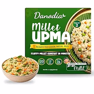 Danodia Foods Instant Millet Upma Mix, Ready to Cook Meal (250g / 8.82 oz Each) | Quick Savory South Indian Breakfast | Just Add Water & Cook | Pack of 2