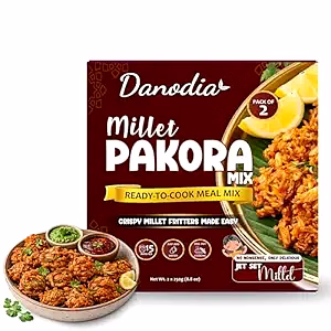 Danodia Foods Millet Pakora Mix, Instant Fritter Batter Mix (250g / 8.82 oz Each) | Ready to Cook Savory Snack | Great for Onion, Potato & Mixed Veg Fritters | Just Add Water | Pack of 2