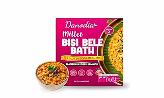 Danodia Foods Millet Bisi Bele Bath Mix, Instant South Indian Meal (250g / 8.82 oz Each) | Ready to Cook Spiced Lentil & Millet Meal Mix | Just Add Water | Pack of 2
