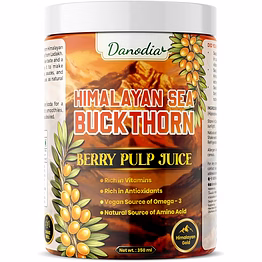 danodia foods sea buckthorn berry juice berry, 350ml, 100% pure, no additives, unsweetened superfruit juice, sea berry pulp beverage, natural source of omega 7, tart fruit drink