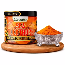 danodia foods himalayan sea buckthorn powder, 100% pure superfruit powder, 80g (2.82 oz), natural sea berry fruit powder for smoothies, yogurt, juices, tea, wellness drinks, baking and recipes
