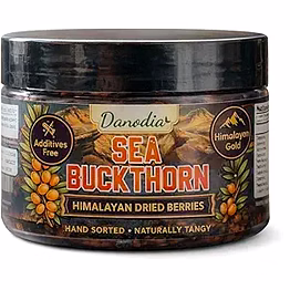 danodia foods sea buckthorn dried berries, 80g (2.82oz), tart himalayan sea berry snack, naturally fruity superfruit, dried sea buckthorn fruit for trail mix, smoothies, toppings, baking and tea