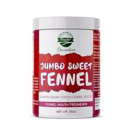danodia foods jumbo saunf, sweet coated fennel seed mouth freshener, indian after meal refresh mix with menthol, large sized crunchy fennel, ready to eat, 250g (8.82 oz)