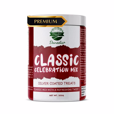 danodia foods classic celebration mix mukhwas, sweet fennel & coconut mouth freshener, indian after meal refresh mix, silver coated saunf blend with dates & menthol, ready to eat, 250g (8.82 oz)