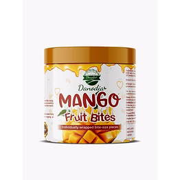 danodia foods mango jelly bites, individually wrapped ripe mango chewy cubes, sweet fruity mango snack, soft ready to eat bite size treats, fruit bite, 300g (10.58 oz)