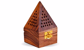 Wooden Pyramid Incense Holder, Dhoopbati Loban Stand, Handmade Fragrance Box