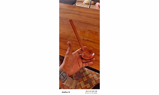 Wooden serving spoon and spatula