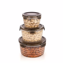 yokobhama plastic storage containers (600ml, 1200ml, 1800ml) | airtight & durable food storage boxes for kitchen (pack of 3)