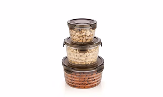 YOKOBHAMA Plastic Storage Containers (600ml, 1200ml, 1800ml) | Airtight & Durable Food Storage Boxes for Kitchen (Pack Of 3)