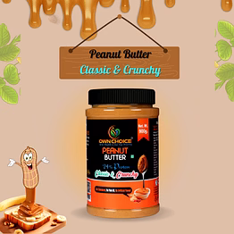 own choice classic & crunchy peanut butter 900g – 24% protein, made with roasted peanuts, dhaga mishri & pink salt. no cholesterol, palm oil, or preservatives.