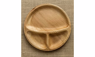 10 inches 3 CP Areca leaf Round Plate