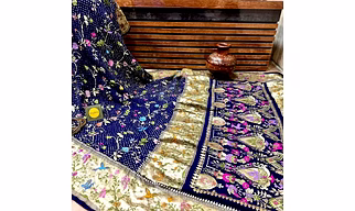 Georgette silk saree hand made
