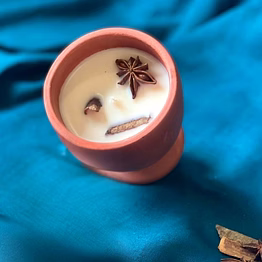 cinnamon vanilla scented soy wax candle large hand poured terracotta pot