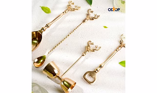 Saarang Bar Set | Lead-free Brass | Set of 4 | Gold