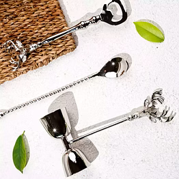 saarang bar set | lead-free brass | set of 4 | chrome