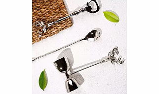 Saarang Bar Set | Lead-free Brass | Set of 4 | Chrome