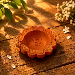natural amber clay diya