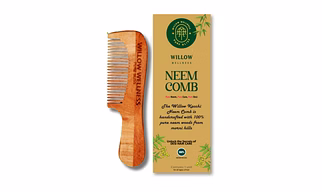 Willow Kacchi Neem Comb - Fine Tooth With Handle Wooden Neem Comb
