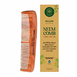willow kacchi neem comb - dual-tooth wooden neem comb