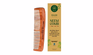 Willow Kacchi Neem Comb - Dual-Tooth Wooden Neem Comb