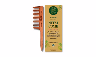 Willow Kacchi Neem Pin Tail Comb - Wide Tooth Wooden Neem Comb