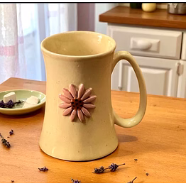 handmade ceramic flower embossed coffee mug | premium stoneware cup with 3d floral design | aesthetic tea & coffee mug