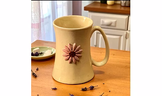 Handmade Ceramic Flower Embossed Coffee Mug | Premium Stoneware Cup with 3D Floral Design | Aesthetic Tea & Coffee Mug