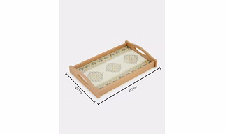 Handcrafted Wooden Serving Tray with Woven Base