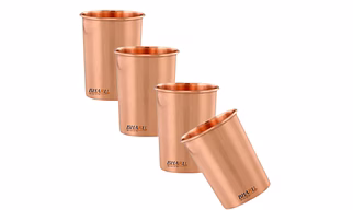 • Color: Copper; Material: Copper; Package Content: 4 Piece Copper Charge Plain Glass;
• This Bottle is made of pure copper, this is BPA free and made of high-quality food-grade material. The material of the bottle makes it non-toxic and completely safe to drink water in it.
• Keep water overnight in the copper vessel and it will imbibe all the medicinal and Ayurveda benefits to the water. Drink it empty stomach every morning and see the benefit.
• It comes in a sophisticated and classy design making this bottle an exquisite piece of functional art.
• This copper bottle is best for self-use. You can gift it your loved one. The copper Bottle with its sleek finish is definitely a must-have for the health and fitness enthusiasts.
• Copper lacquer coating, which is a protective covering applied to copper materials to prevent tarnish and corrosion, has been applied to the outer cover of the Glass.