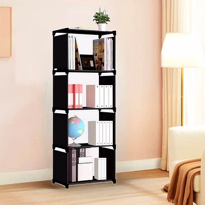 dharmi bookshelf cabinet shelves (black) (metal)